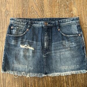 Free people frayed denim mini skirt